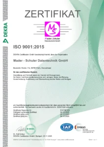MS Datentechnik Zertifikat RZ 9001_2015